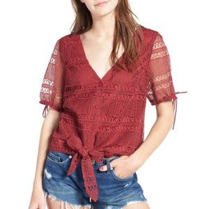 Tularosa Corrin Tie Front Top Dusted Berry Size M